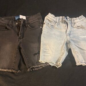 Old Navy Kids Denim Short Set - Black and Light Blue Distressed